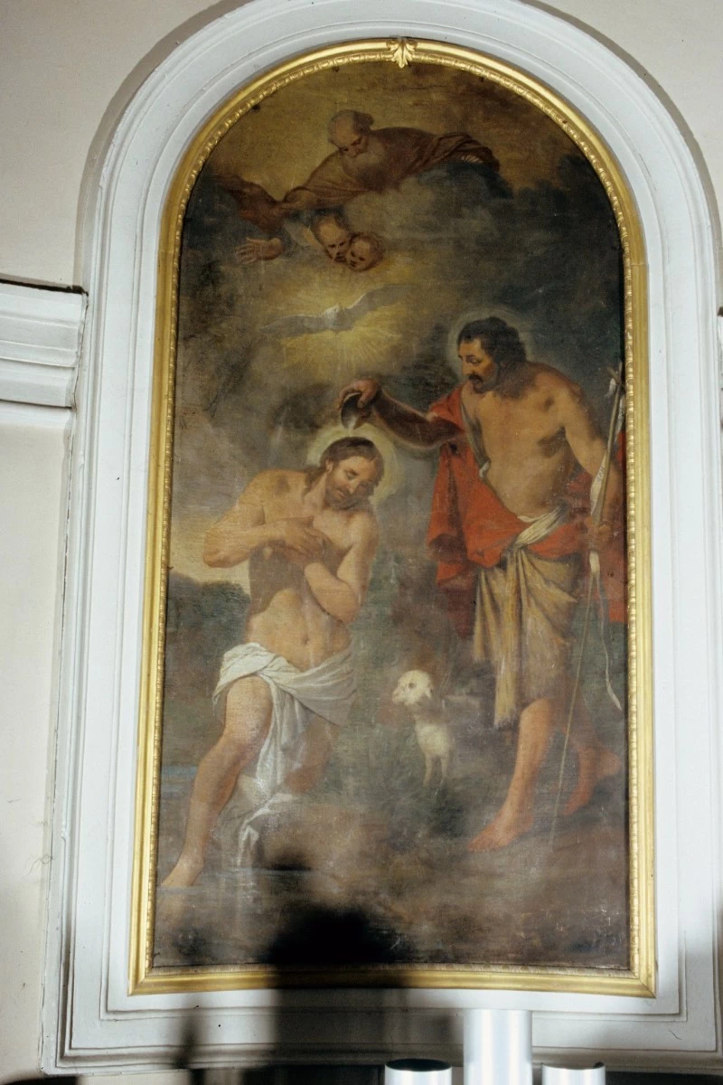 Attribuito a Carpioni G. sec. XVIII, Pala con Battesimo di Gesù Cristo